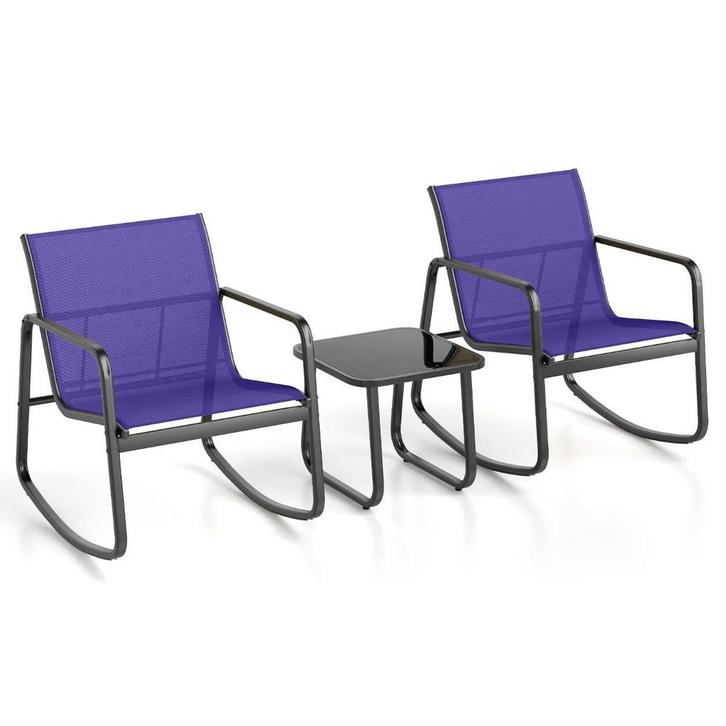 2eChoix | Coast 3-piece Garden Set with 2 Rocking Chairs &, Huis en Inrichting, Tafels | Salontafels, Ophalen of Verzenden