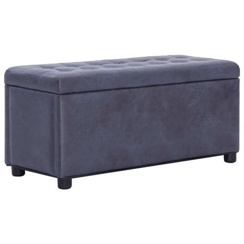 vidaXL Opberghocker 87,5 cm kunstsuède grijs, Huis en Inrichting, Overige Huis en Inrichting, Nieuw, Verzenden