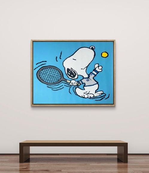 isem (1985) - Snoopy X match point ( size xl : 104x85cm), Antiek en Kunst, Kunst | Schilderijen | Modern