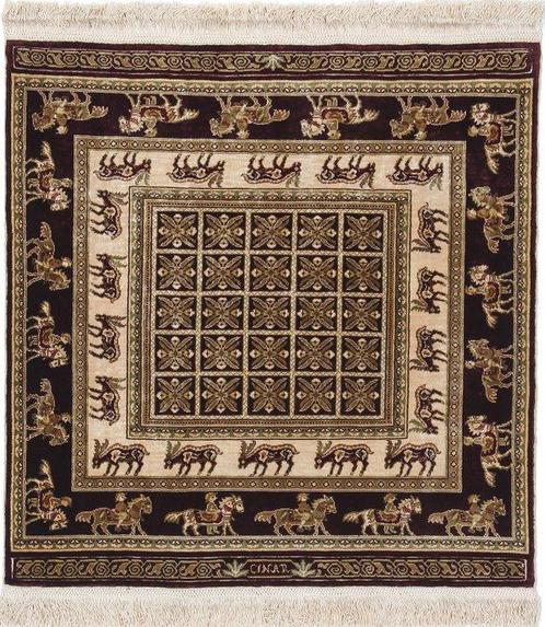 Square Pure Silk Turkish Hereke-Cinar 8/8 ~640,000 Knots/m², Huis en Inrichting, Stoffering | Tapijten en Vloerkleden