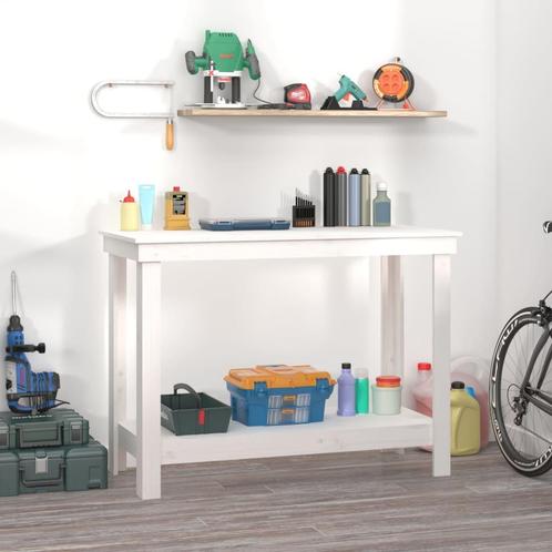 vidaXL Werkbank 110x50x80 cm massief grenenhout wit, Doe-het-zelf en Bouw, Werkbanken, Nieuw, Verzenden