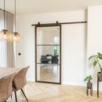Stalen Schuifdeur 3 Vlaks Brons Helder glas Moderne look, 75 tot 150 cm, Nieuw, 150 tot 225 cm, Metaal