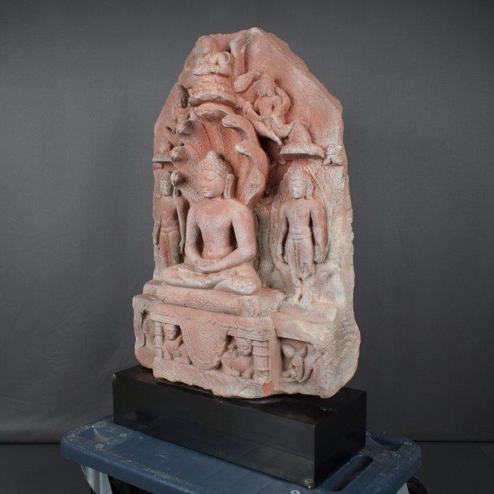 Middeleeuws India (1206-1526) Zandsteen Jaina Tirthankara, Verzamelen, Mineralen en Fossielen