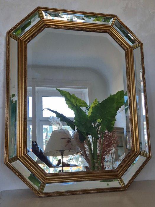 Facettenspiegel mit vergoldetem Rahmen – achteckig - Spiegel, Antiek en Kunst, Curiosa en Brocante