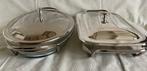 Marinex - Rechaud (2) - Verzilverde serveerschalen in houder, Antiek en Kunst
