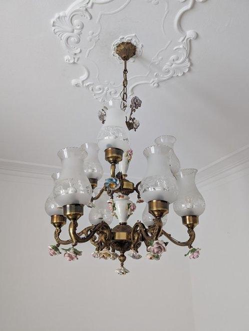 Lustre - bronze, céramique, verre, Antiek en Kunst, Antiek | Overige Antiek
