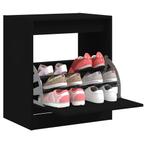 vidaXL Schoenenkast 60x42x69 cm bewerkt hout zwart, Huis en Inrichting, Verzenden, Nieuw