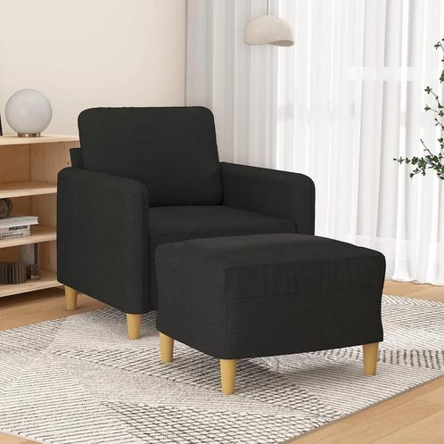 vidaXL Fauteuil met voetenbank 60 cm stof zwart, Huis en Inrichting, Zetels | Zetels, Nieuw, Verzenden