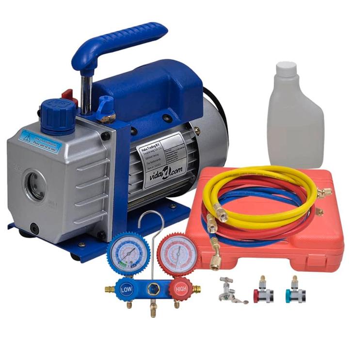 vidaXL Vacuümpomp 1-traps met 2-voudige manometerset, Elektronische apparatuur, Airco's, Nieuw, Verzenden