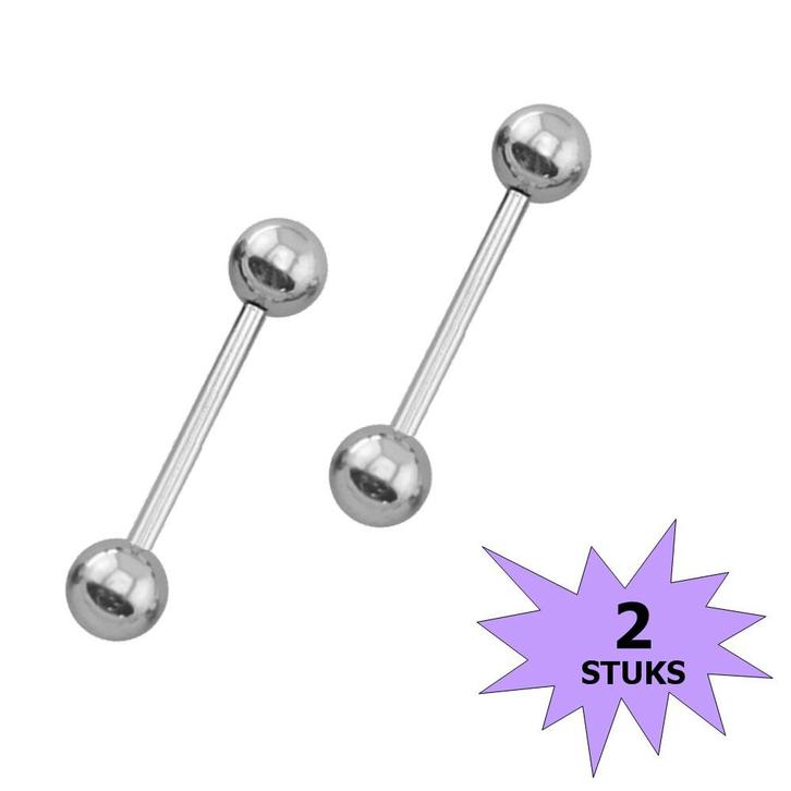 Fako Bijoux - Barbell Piercing - 15mm - Zilverkleurig - 2, Handtassen en Accessoires, Piercings, Verzenden