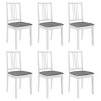 vidaXL Chaises Ã  manger avec coussins lot de 6 blanc, Verzenden, Neuf