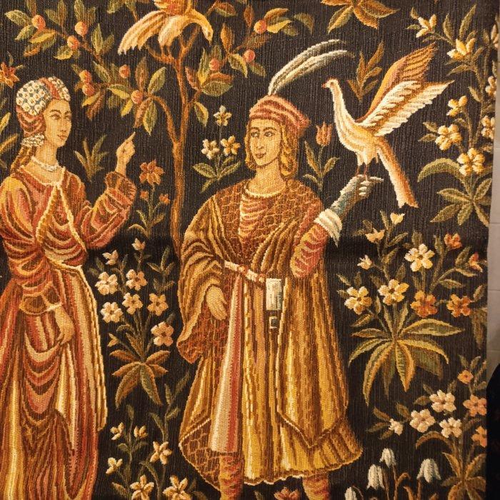 Signora con il Falconiere - Wandtapijt - 130 cm - 90 cm, Antiek en Kunst, Curiosa en Brocante