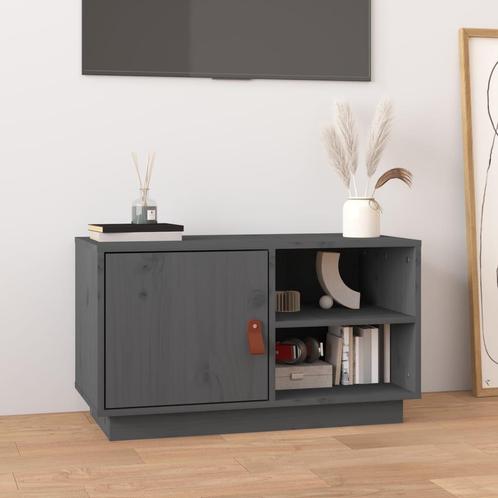 vidaXL Meuble TV Gris 70x34x40 cm Bois de pin massif, Maison & Meubles, Armoires | Mobilier de télévision, Neuf, Envoi