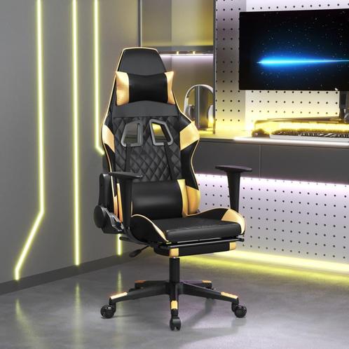vidaXL Massage gamestoel met voetensteun kunstleer zwart &, Huis en Inrichting, Stoelen, Nieuw, Verzenden