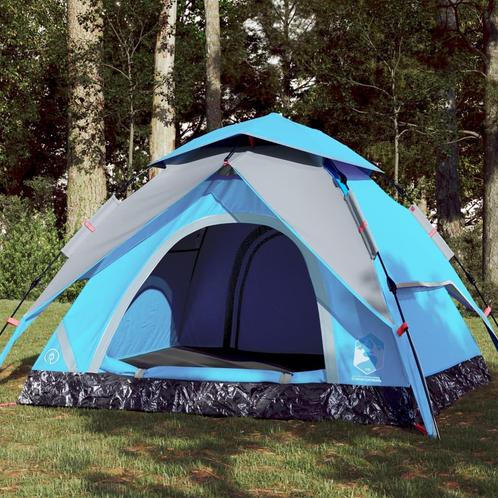 vidaXL Koepeltent 3-persoons snelontgrendeling blauw, Caravanes & Camping, Tentes, Envoi