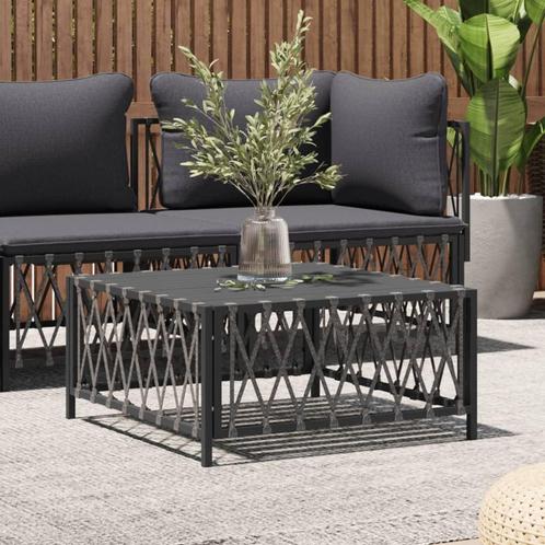 vidaXL Tuintafel 70x70x34 cm geweven stof antracietkleurig, Tuin en Terras, Tuinsets en Loungesets, Nieuw, Verzenden