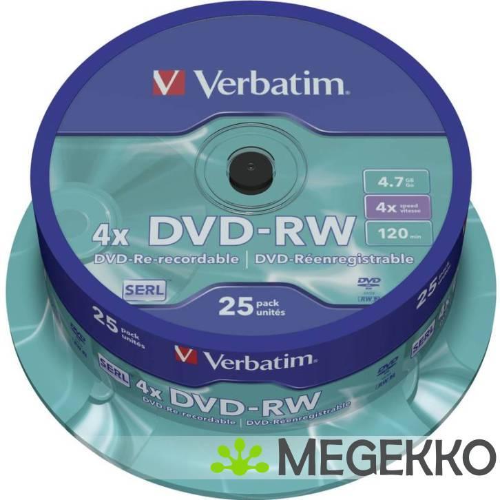 Verbatim DVD-RW 4X 25st. Spindle, Computers en Software, Overige Computers en Software, Nieuw, Verzenden