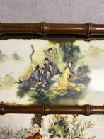 Tafel gesigneerd - Hout, Porselein - China - Eind 20e eeuw