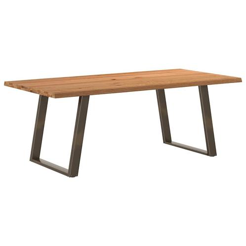 vidaXL Eettafel met natuurlijke rand massief eikenhout, Huis en Inrichting, Tafels | Eettafels, Nieuw, Verzenden