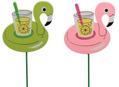 Bijsteker Flamingo Groen Roze 7.5x7 cm pak 12 stuks, Huis en Inrichting, Woonaccessoires | Kunstplanten en Kunstbloemen, Nieuw
