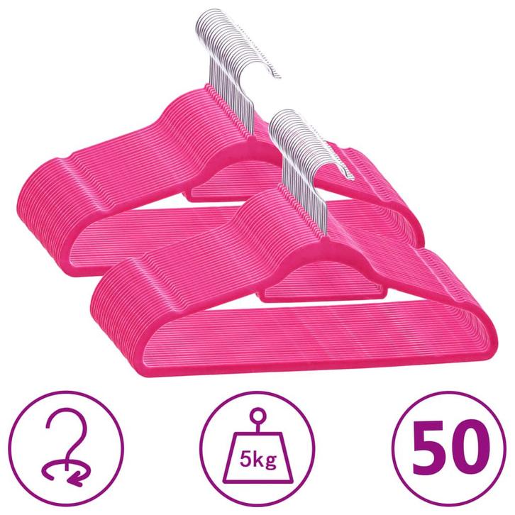 vidaXL 50-delige Kledinghangerset anti-slip fluweel roze, Huis en Inrichting, Kasten | Kleerkasten, Nieuw, Verzenden