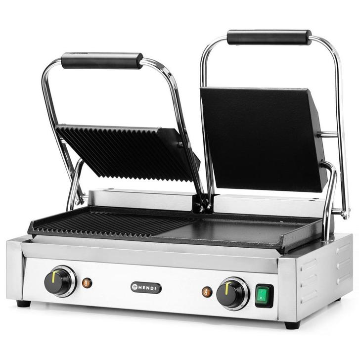 Contact-/Paninigrill | Dubbel | Glad/Gegroefd Oppervlak, Zakelijke goederen, Horeca | Keukenapparatuur, Nieuw in verpakking, Verzenden