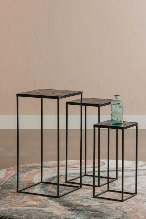 Bijzettafel Mangohout Carlin (set Van 3), Huis en Inrichting, Tafels | Bijzettafels, Nieuw, Verzenden