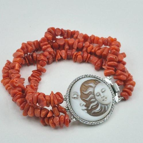 Bloedkoraal - Zilver - Armband - Middellandse Zee Koralen, Antiek en Kunst, Curiosa en Brocante