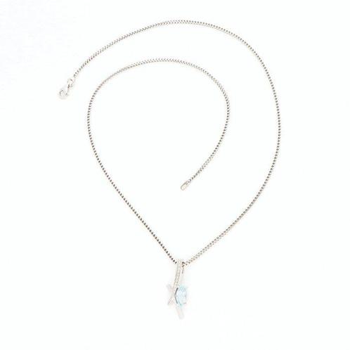 Collier - 18 carats Or blanc Aigue-marine - Diamant, Handtassen en Accessoires, Kettingen