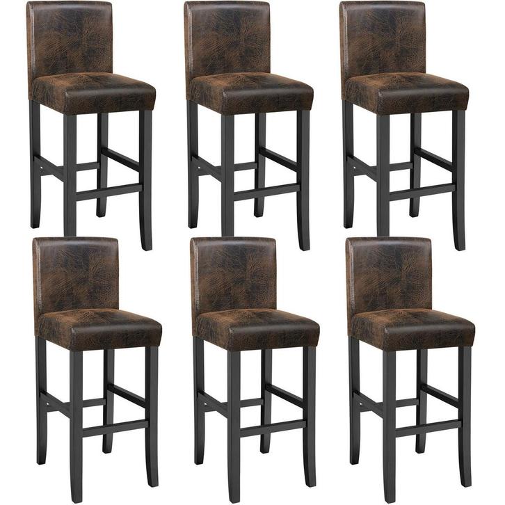 tectake Barkruk van kunstleer - oud bruin, Set van 6, Huis en Inrichting, Barkrukken, Verzenden