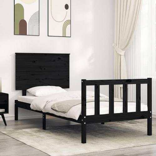 vidaXL Cadre de lit avec tête de lit noir petit simple, Maison & Meubles, Chambre à coucher | Lits, Neuf, Envoi