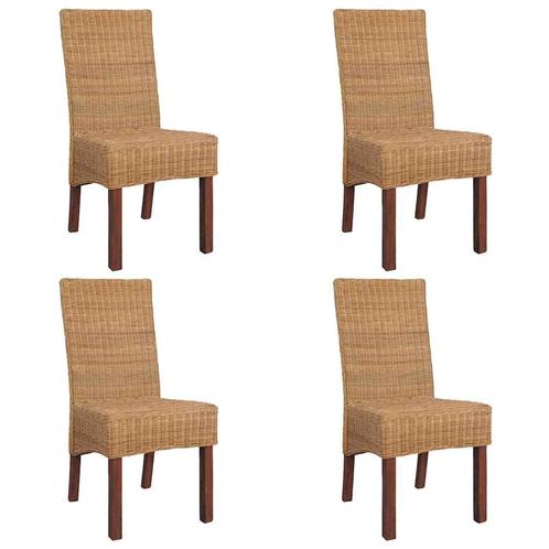 vidaXL Eetkamerstoelen 4 st natuurlijk rattan bruin, Huis en Inrichting, Stoelen, Nieuw, Verzenden