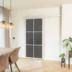 Stalen Schuifdeur - 6 Vlaks - Wit - Rook glas, 75 tot 150 cm, Nieuw, 150 tot 225 cm, Metaal