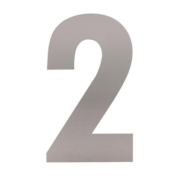Huisnummer 2 XXL hoogte 50 cm geborsteld RVS, Doe-het-zelf en Bouw, Hang- en Sluitwerk, Overige typen, Nieuw, Ophalen of Verzenden