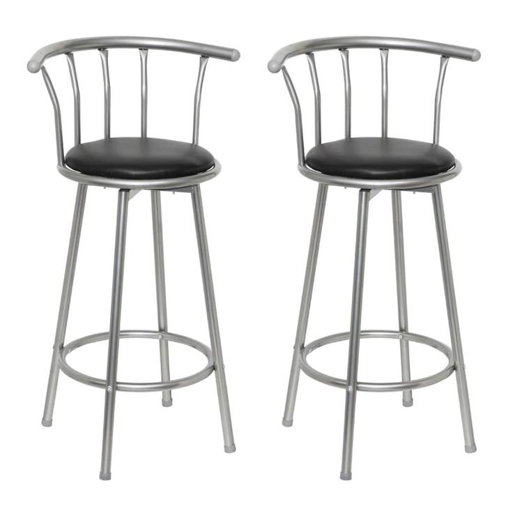 vidaXL Barstoelen 2 st kunstleer zwart, Huis en Inrichting, Barkrukken, Nieuw, Verzenden