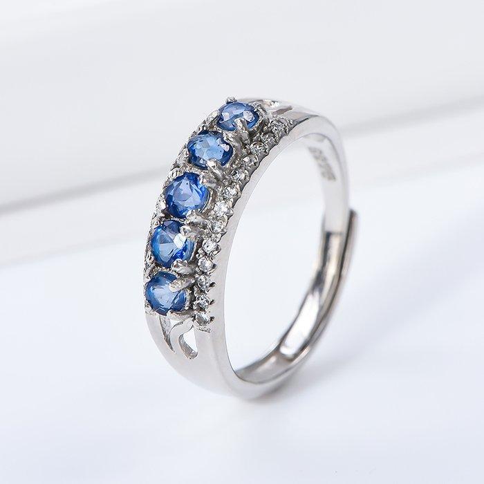 Zonder minimumprijs - Ring Zilver - 0.63ct. tw. Saffier, Bijoux, Sacs & Beauté, Bagues