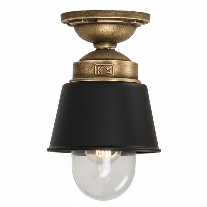 Plafondlampen Kostas Brass Plafondlamp Zwart/Brons, Huis en Inrichting, Lampen | Plafondlampen, Verzenden