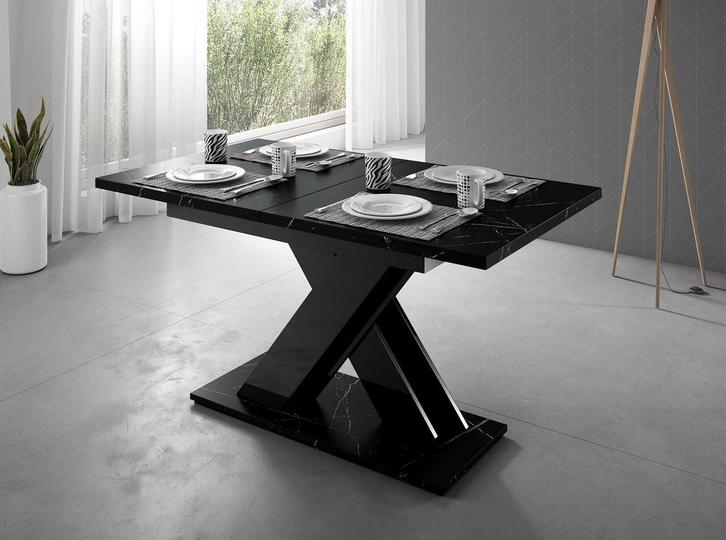 Eetkamertafel - Zwart marmerlook - Uitschuifbare eettafel, Huis en Inrichting, Tafels | Eettafels, Nieuw, 50 tot 100 cm, Verzenden