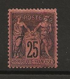 Frankrijk 1878 - Type Sage 25c zwart s. rood - Yvert -91 -, Postzegels en Munten, Postzegels | Europa | Frankrijk
