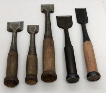 Set of 6 / Japanese Vintage  NOMI Chisel +  Kanna