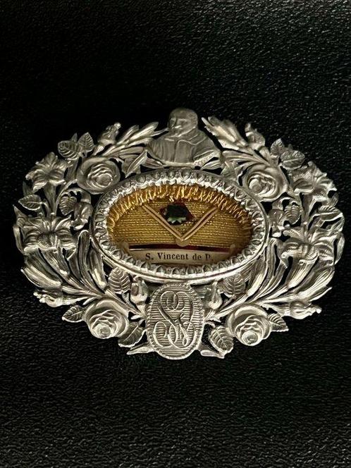 Reliekhouder - Leder, Textiel, Zilver - 1850-1900 - St., Antiek en Kunst, Kunst | Niet-Westerse kunst