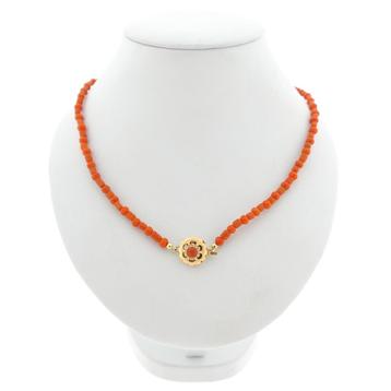 Bloedkoraal kralen ketting met gouden slot; Antiek | 46,5 cm beschikbaar voor biedingen