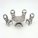 Figurine miniature - Ronde tafel met 4 stoelen (5) - Argent