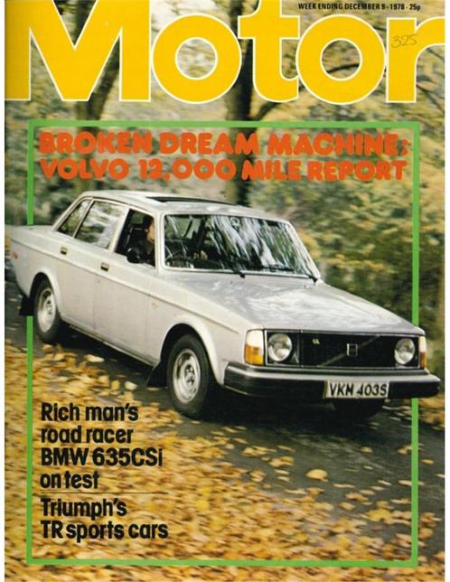 1978 MOTOR MAGAZINE 9 DECEMBER ENGELS, Livres, Autos | Brochures & Magazines
