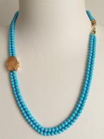 Collier - 14 carats Or jaune - Pâtes turquoises