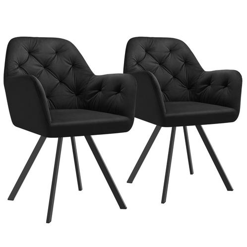 tectake Fluwelen draaistoel Lucia, gestoffeerd - zwart, Set, Huis en Inrichting, Stoelen, Verzenden