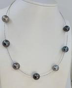 Halsketting - 18 karaat Witgoud - Ronde Tahitiaanse parels, Nieuw