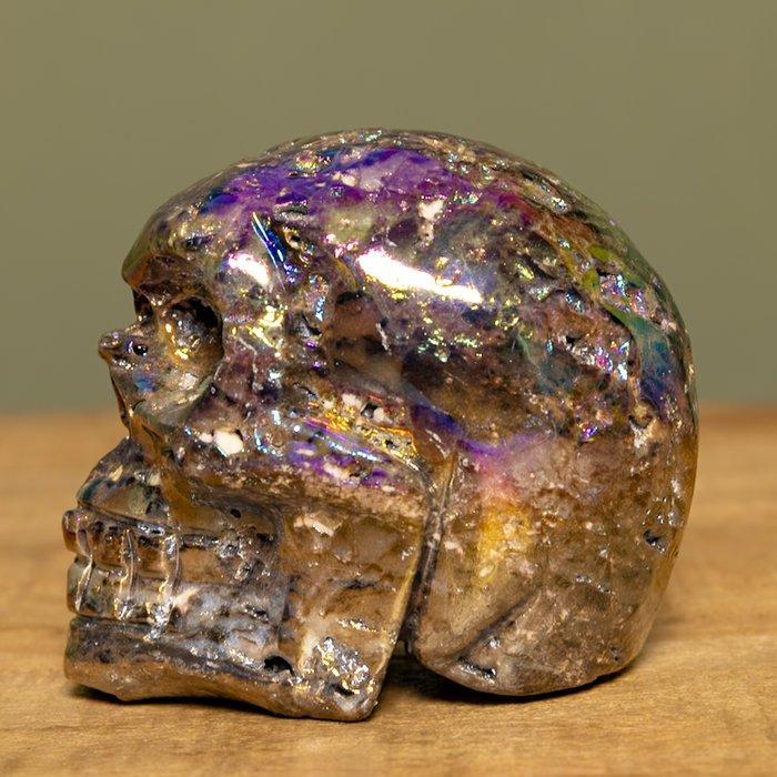 Sphalerite Titanium Aura Schedel Schedel - Hoogte: 9.2 cm -, Verzamelen, Mineralen en Fossielen