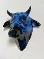 Vanessa Bonino - Sculpture, Blue Bull - 21 cm - Majolique -, Antiek en Kunst