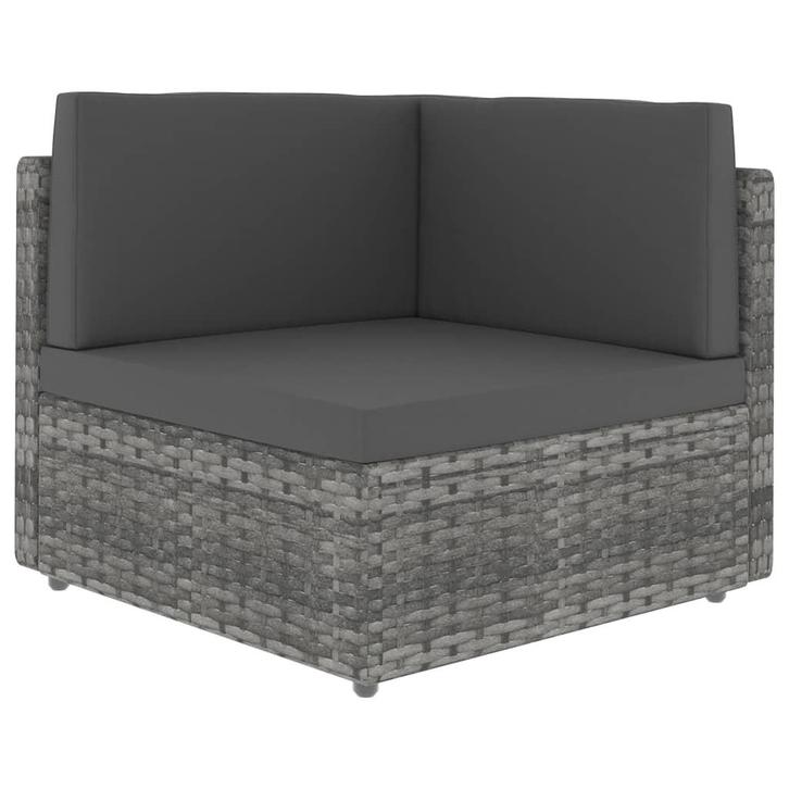 vidaXL Hoekbank sectioneel poly rattan grijs, Tuin en Terras, Tuinsets en Loungesets, Nieuw, Verzenden